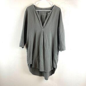 CP Shades Shirt Tunic Women's M Green Cotton Oversized Long Pockets Lagenlook